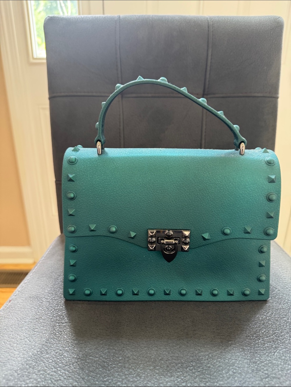 Studded Top-Handle Satchel Bag